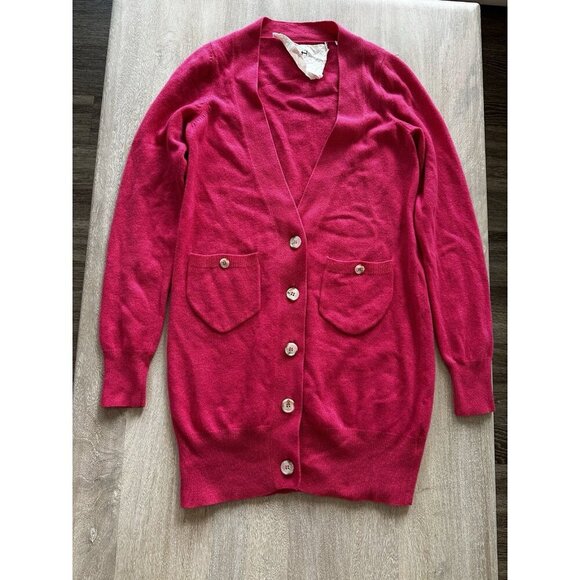 Anthropologie "T" 100% Cashmere Tunic Cardigan Sweater in Pink Size Medium - Picture 1 of 10